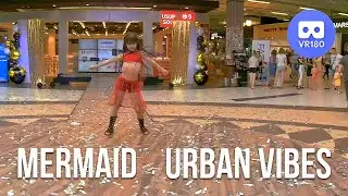 VR180 3D. Little girl performs The Little Mermaid dance