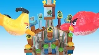 Pig Castle under attack / Angry Birds vs Bad Piggies / McDonalds Happy Meal toys 2016 / SanSanychTV