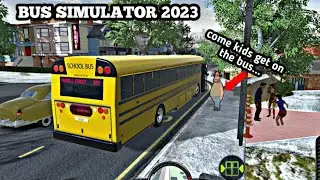 Bus Simulator 2023 - New School Bus Blue Bird FE Gameplay Ovilex