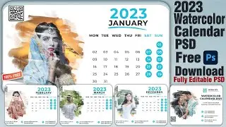 2023 Watercolor Calendar PSD Free Download || Nitesh GFX ||