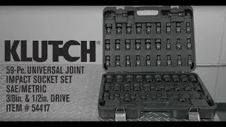 Klutch Universal Joint Impact Socket Set  59-Pc. 3/8in. & 1/2in. Drive SAE/Metric