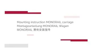 Mounting instruction MONORAIL carriage