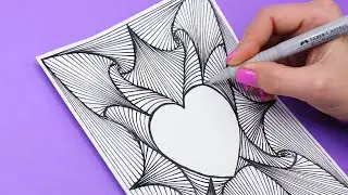 Рисуем Сердечко и берем линейку👍Как нарисовать АНТИСТРЕСС рисунок