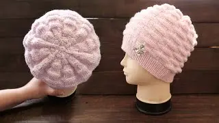 Вяжем ШАПКУ из переплетений спицами 🧺 Knitted «Baske» hat