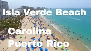 Isla Verde Beach in Carolina Puerto Rico Drone Footage 4th of July
