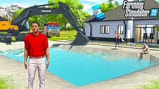 DIGGING OUT MY BACKYARD POOL | CAN WE MAKE MILLIONS? (FS22 CHALLENGE) FARMING SIMULATOR 22