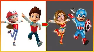 Paw Patrol Transformation: Ryder Paw Patrol & Katie Glow Up Into Captain America, Wonder Woman