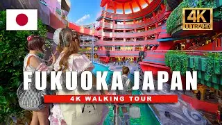 🇯🇵 Japan Walking Tour | Day and Night Walk Streets of Fukuoka Japan City | 4K HDR 60fps