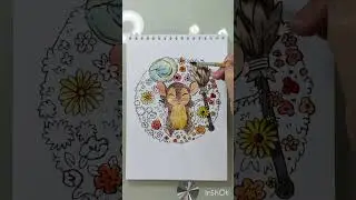 Процесс раскрашивания акварелью #раскраскидлявзрослых