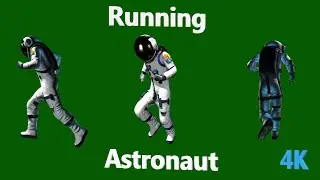 Astronaut Running | 4K Green screen video (Royalty Free)