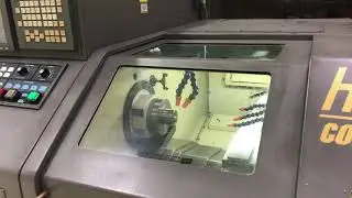 Hardinge Conquest GT27SP Gang Tool CNC Lathe with Fanuc 18T CNC Control, parts catcher and air blast