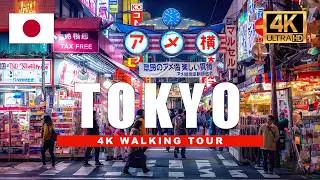 🇯🇵 Tokyo Japan 4K Walking Tour - Ueno Night Market Ameyoko Shopping Street | 4K HDR 60fps