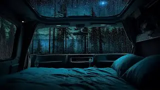 10 Hours⚡️Time to Calm and Fall Asleep with Heavy Rain Sounds Outside of Camping Car Window