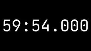 Countdown timer 59 minutes, 54 seconds [59:54.000] - White on black with milliseconds