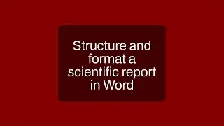How to structure and format a scientific report in word