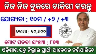 Odisha Block Level Jobs 2020 !! Total Post - 873 !! Odisha Govt Jobs !! Odisha Job !!