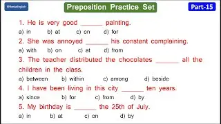 Preposition objective questions | Preposition in English grammar | Prepositions practice exercise 15