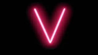 Animated neon blinking alphabet v green screen