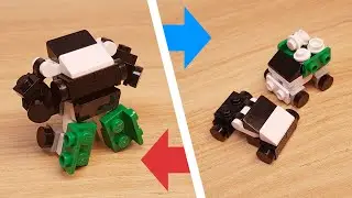 Micro LEGO brick cars combiner transformer mech - TwoBot Mini 