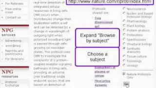 Browsing Nature Protocols from the home page (Synthetic Chemistry)