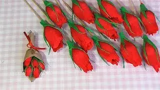 Цветы из гофрированной бумаги / Бутоны Роз мастер-класс
