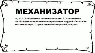 МЕХАНИЗАТОР - что это такое? значение и описание