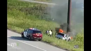 Authorities, good Samaritan rescue driver from car fire in Roseville