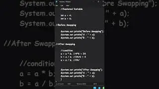Swapping Without using Temporary Variables (mul and div)|Code in| #java #tutorial #trending #shorts