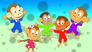 пять маленьких обезьян | прыгать на кровати | Five Little Monkeys | Oh My Genius Russia