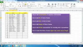 How to add Mr. Mrs. in front of name in excel automatic / add border / upper lower proper function