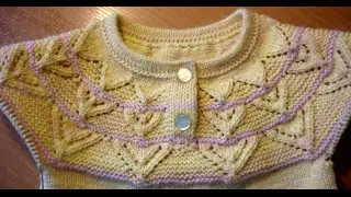 Round coquette from top to bottom with knitting needles according to the scheme