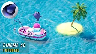 Creating a floating fishing boat scene in Cinema 4D