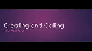 Creating and Calling Functions in VB.NET