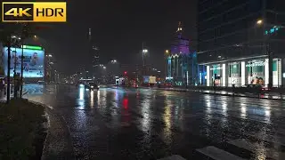 Heavy Rain Walk in Warsaw - Aug 2024 | Ulewny deszcz podczas Warszawy | Relaxing Rain [4K HDR]