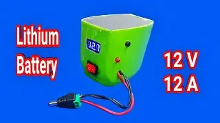 Make a 12 volt 12 amp battery using lithium ion batteries.