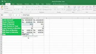 EMI (PMT Function in Excel)