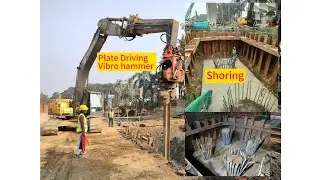 Temporary Shoring Excavation  (H beam & Steel Plate install) by Vibro Hammer