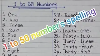 1 to 50 Numbers Names/ NUMBER SPELLING 1 - 50 /One to Fifty spelling in english/Numbers in Words!!