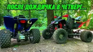 Yamaha YFZ 450 и 660R Попали под Дождь и встретили Белку! Грязный Дрифт в Лесу! ATV 450