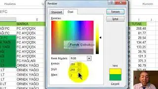 Excel RGB Renk Kodlarını Kullanmak