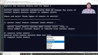 explain the servlet event and its type'