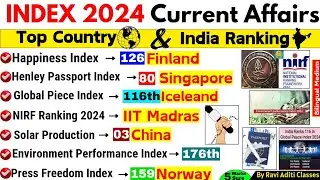 Index 2024 Current Affairs | Jan To Sep Index & Ranking 2024 | Important Index and ranking 2024