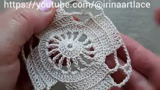 ОГо!👍 Большой квадратный мотив крючком. Соединение мотивов.