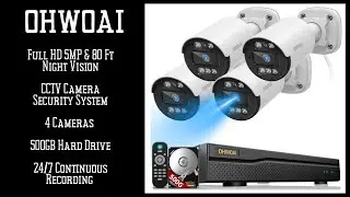 Full HD 5MP & 80 Ft Night Vision CCTV 4 Cameras 500GB Hard Drive24/7 Continuous Recording
