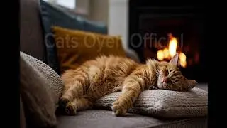 Kucing Mendengkur Tidur dan Perapian Nyaman (ASMR) 