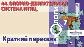 44. Опорно-двигательная система птиц. Биология 7 класс.  Краткий пересказ.