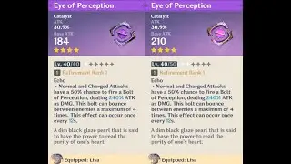 Eye of Perception weapon appearance base vs. ascended in Genshin Impact