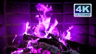 🔥 PURPLE Fireplace 4K! Colorful Fireplace Burning with purple flames. Halloween 2024