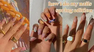 HOW I DO EASY SPRING NAILS | did it with my non-dominant hand too