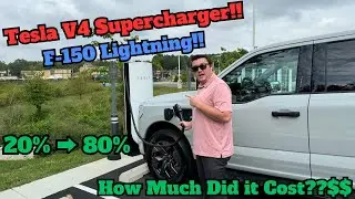 Ford F-150 Lightning Charging at Tesla Supercharger V4!!! HOW MUCH DID IT COST?!?!